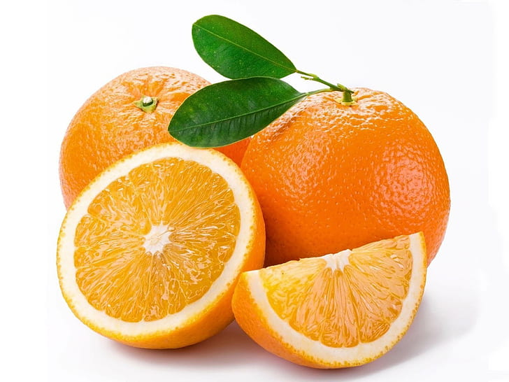 Orange, gros plan, fond blanc, fruits, aliments, orange, gros plan, fond blanc, fruits, Fond d'écran HD