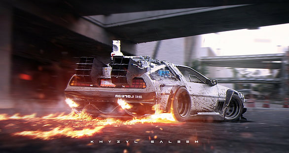 Back to the Future, DeLorean, Khyzyl Saleem, car, DMC DeLorean, HD wallpaper HD wallpaper