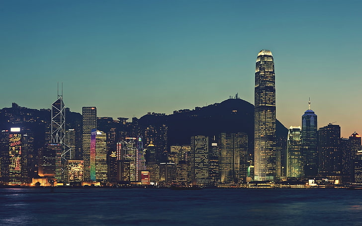 пейзажная съемка высотных зданий, город, городской пейзаж, Гонконг, Китай, HD обои