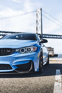 синий, bmw, BMW F82 M4, мост, суперкар, немецкие автомобили, тень, HD обои HD wallpaper