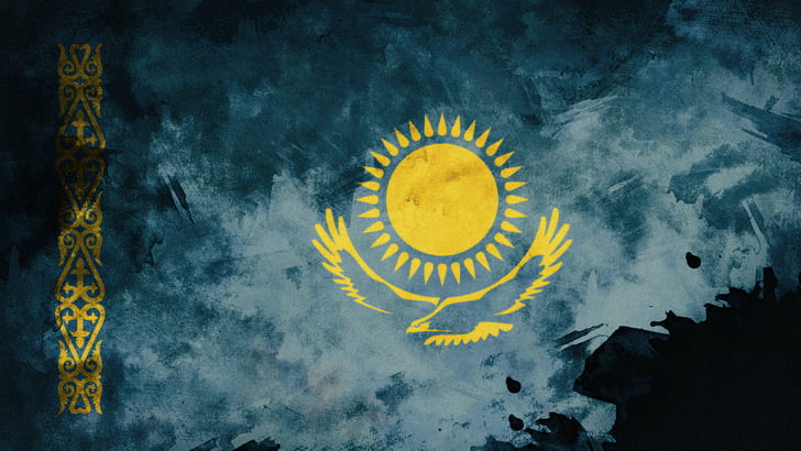 Kasachstan, Grunge, Flagge, HD-Hintergrundbild