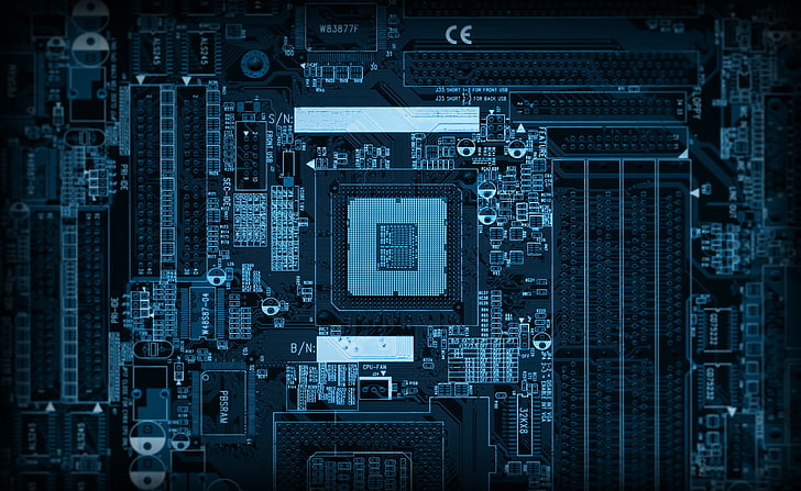 Motherboard, green circuit board, Computers, Hardware, Motherboard, HD wallpaper