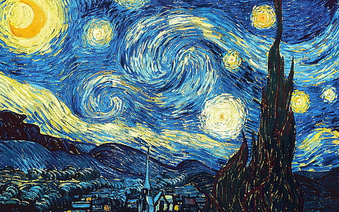 fantasikonst Vincent van Gogh den stjärnklara natten, HD tapet HD wallpaper