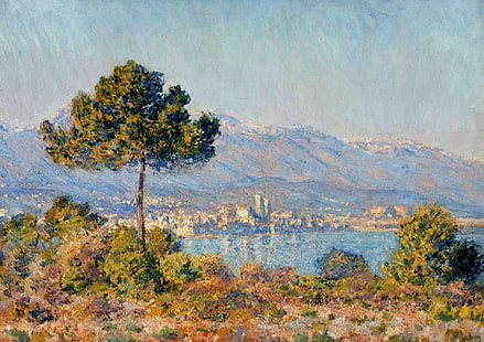Landschaft, Bild, Claude Monet, Ansicht von Antibes vom Plateau Notre-Dame, HD-Hintergrundbild HD wallpaper