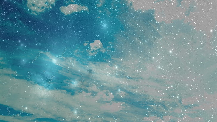 azul, cielo, estrellas, naturaleza, nubes, Tapety HD