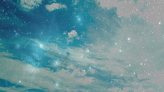 azul, cielo, estrellas, naturaleza, nubes, Wallpaper HD HD wallpaper