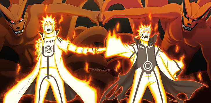 Anime, Naruto, Kurama (Naruto), Minato Namikaze, Naruto Uzumaki, HD-Hintergrundbild