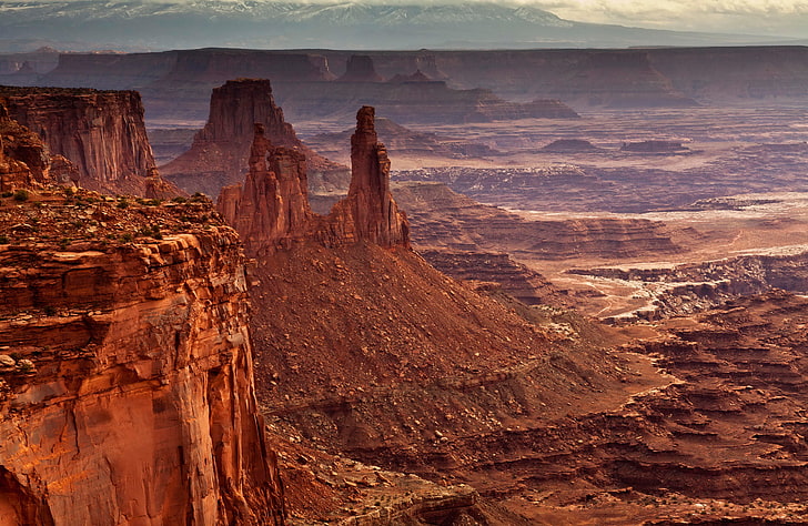 pietre, rocce, valle, canyon, panorama, USA, Mesa Arch, Parco nazionale di Canyonlands, Sfondo HD