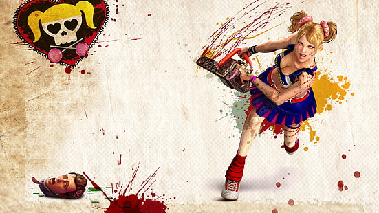 Lollipop Chainsaw Zombie Game, Харли Куин 3D рисунка, зомби, близалка, игра, верижен трион, игри, HD тапет HD wallpaper