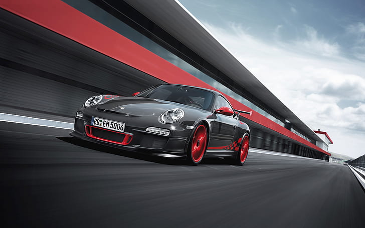 Porsche GT3RS HD, червен и черен супер автомобил, автомобили, porsche, gt3rs, HD тапет