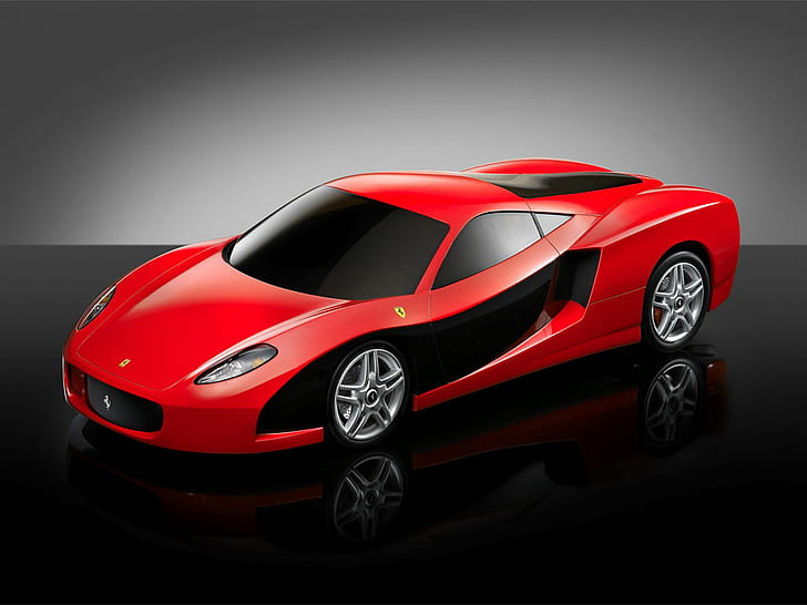 Ferrari Concept Red and Black, ferrari, concepts, cars, HD wallpaper