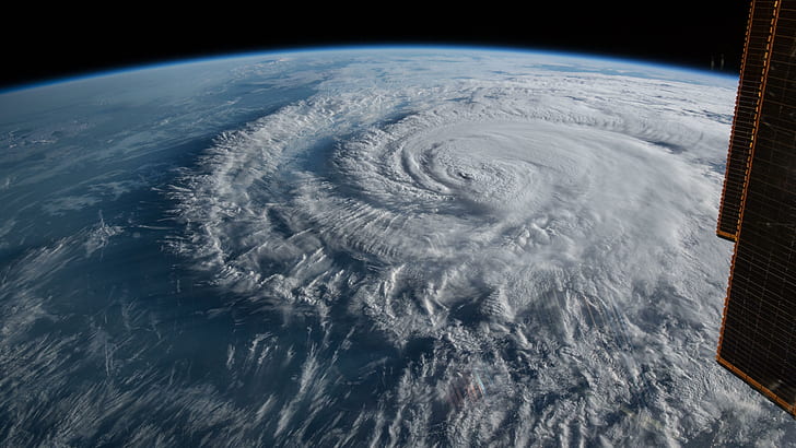 НАСА, ураган, тайфун, циклон, шторм, облако, океан, ураган Флоренция, спутник, тропический циклон, атмосфера, земля, планета, космическая фотография, катастрофа, погода, HD обои