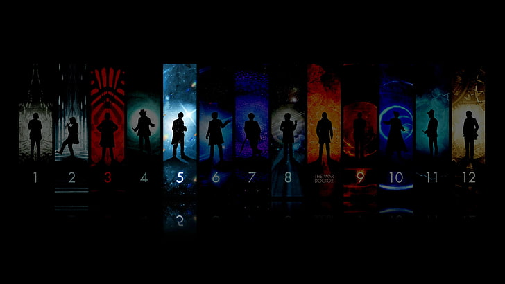 Набор из 12 панелей для силуэта Доктора Кто, HD обои