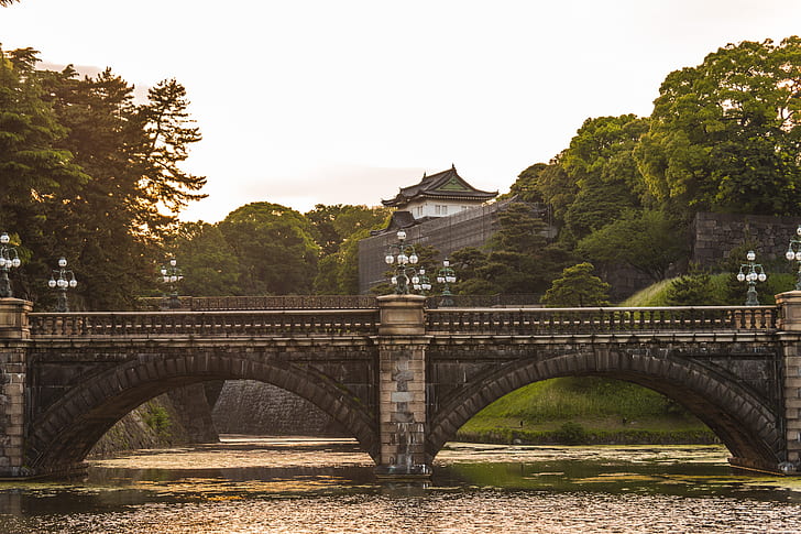 Slott, Tokyo Imperial Palace, Bridge, Japan, Tokyo, HD tapet