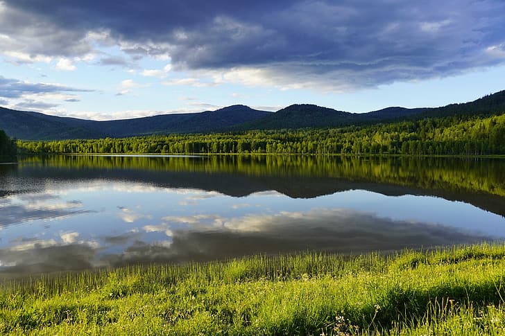 mountains, lake, Summer, Siberia, HD wallpaper