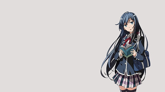 sfondo semplice, uniforme scolastica, Yukinoshita Yukino, Yahari Ore no Seishun Love Comedy wa Machigatteiru, Sfondo HD HD wallpaper