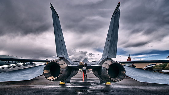 jet gris y negro, jet fighter, f14, aviones militares, militares, aviones, vehículos, Fondo de pantalla HD HD wallpaper