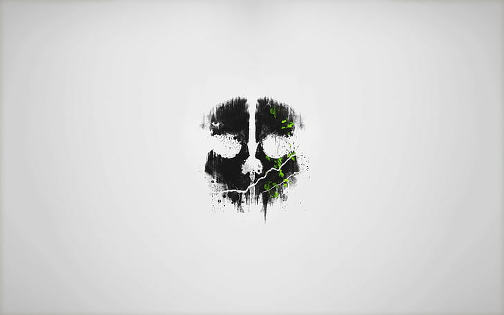 Call of Duty: fantasmas, preto, luzes, cinza, verde, crânio, minimalismo, Call of Duty, videogames, HD papel de parede