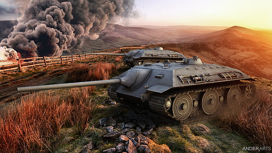 World of tanks e-25, tanque militar negro y gris, WoT, World of tanks, е-25, e-25, Fondo de pantalla HD HD wallpaper