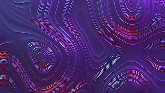 pittura astratta viola e rossa, linee astratte, ondulate, turbinio, turbinii, rendering, forme, arte digitale, Sfondo HD HD wallpaper