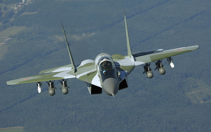 зеленый и серый военный самолет, миг-29, военный, самолет, военный самолет, HD обои