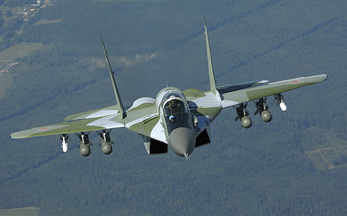 зеленый и серый военный самолет, миг-29, военный, самолет, военный самолет, HD обои HD wallpaper