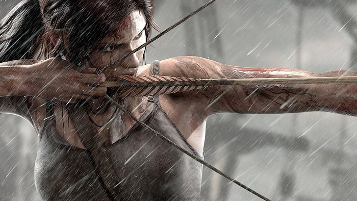 Ilustrasi Tomb Raider, Tomb Raider, pemanah, busur rambut, pemburu, Wallpaper HD