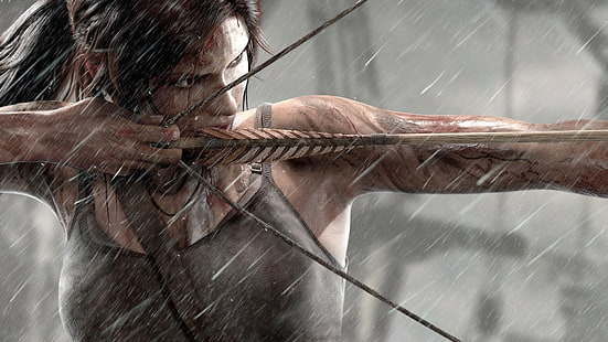 Ilustrasi Tomb Raider, Tomb Raider, pemanah, busur rambut, pemburu, Wallpaper HD HD wallpaper