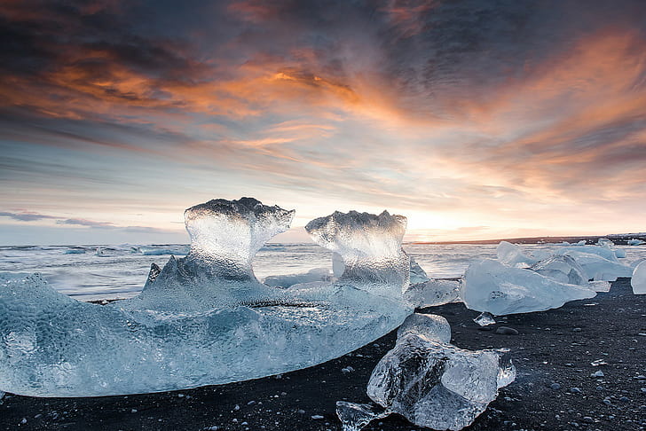 glace, nature, arctique, nuages, Fond d'écran HD