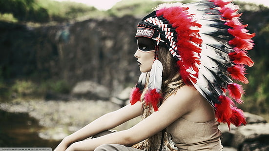 головной убор индийских женщин коренных американцев, HD обои HD wallpaper