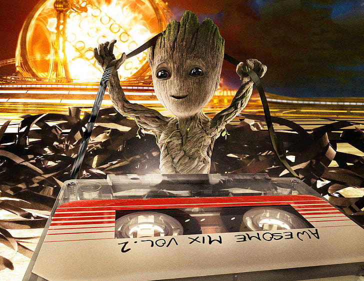 кино, космос, Marvel, филм, филм, Groot, Baby Groot, Guardian of the galaxy vol.2, Guardian of the Galaxy, Cover Magazine Cover, HD тапет