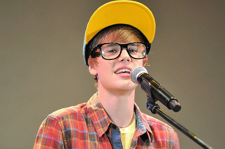 justin bieber, microphone, lunettes, chemise, discours, justin bieber, justin bieber, microphone, lunettes, chemise, discours, Fond d'écran HD