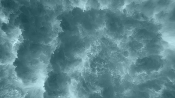 cumulus clouds, water, underwater, texture, HD wallpaper