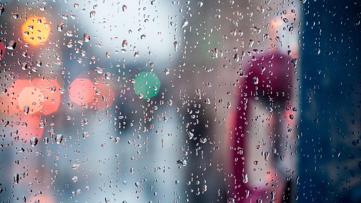 bokeh, leggero, piovoso, bicchiere, cabina telefonica, telefono, telefono, chiamata, pioggia, gocce, gocce di pioggia, goccioline, acqua, cielo, fotografia di still life, fotografia, Sfondo HD