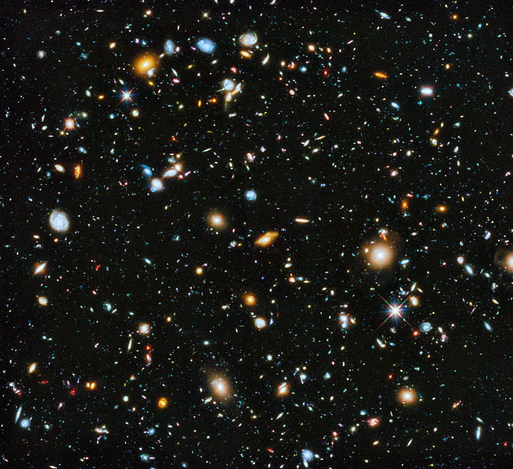 galaxy digital wallpaper, space, stars, Deep Space, Hubble Deep Field, HD wallpaper