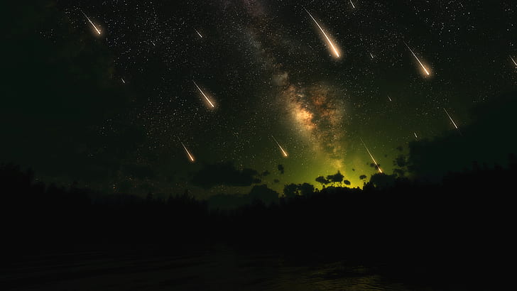 Asteroides Dark Galaxy Night Meteor Shower HD, espacio, noche, oscuridad, galaxia, asteroides, meteoritos, lluvia, Fondo de pantalla HD