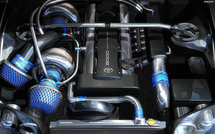 moteur Toyota noir, Toyota Supra, Toyota, voiture, 2jz-gte, Fond d'écran HD