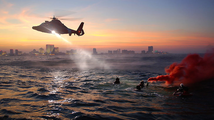 wallpaper helikopter, militer, helikopter, pesawat militer, penjaga pantai, New York City, Wallpaper HD