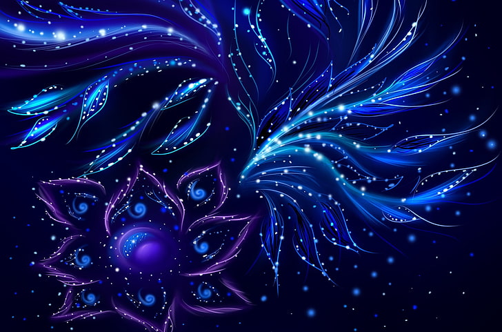 ilustrasi bunga ungu muda, bunga, bentuk, titik, cahaya, gelap, Wallpaper HD