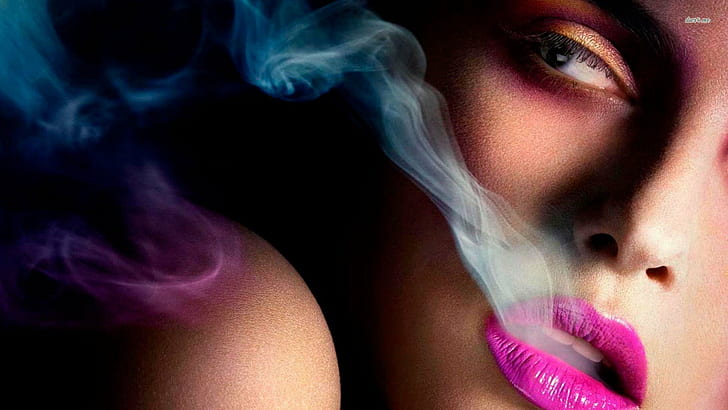 free download | Face, girl, lips, lipstick, pink, sensuality, smoking,  women, HD wallpaper | Wallpaperbetter