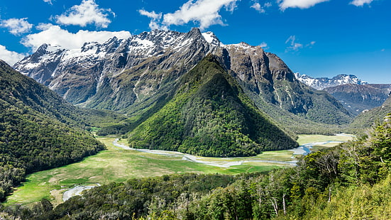 doğa, routeburn track, yeni zelanda, dağ manzarası, vahşi doğa, milli park, dağ, dağ silsilesi, fiordland milli parkı, vadi, gökyüzü, sırt, masif, HD masaüstü duvar kağıdı HD wallpaper