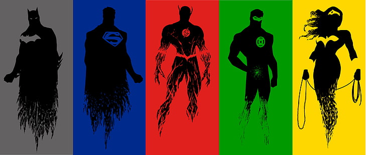 Wallpaper digital Justice League, tanpa judul, Justice League, DC Comics, pahlawan, Batman, Superman, kolase, Flash, Green Lantern, Wonder Woman, Wallpaper HD HD wallpaper