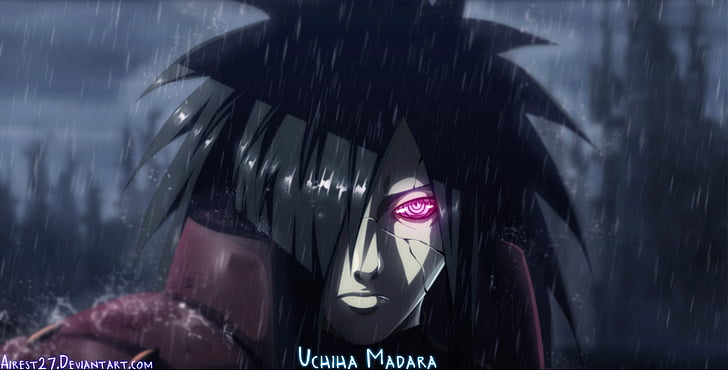 Anime, Naruto, Madara Uchiha, Ninja, Rain, Rinnegan (Naruto), HD tapet