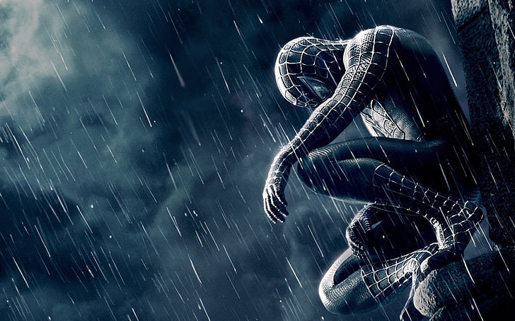 черный человек-паук цифровые обои, одиночество, фильм, человек-паук, человек-паук, HD обои