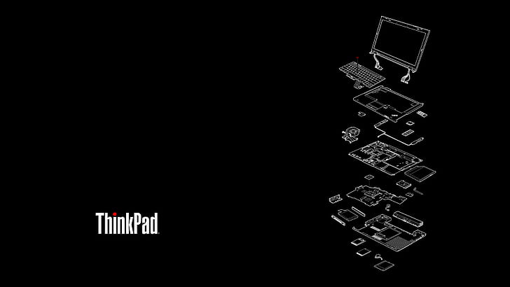 ThinkPad、ミニマリズム、シンプルな背景、青写真、 HDデスクトップの壁紙