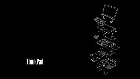 ThinkPad, minimalis, latar belakang sederhana, cetak biru, Wallpaper HD HD wallpaper