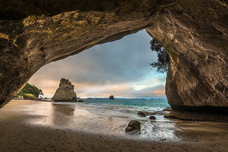 Caves, Cave, Beach, Nature, Ocean, Rock, HD wallpaper