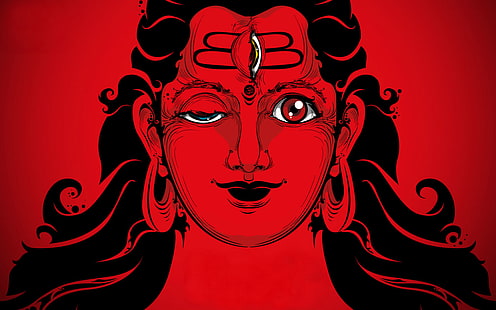Latar Belakang Dewa Siwa Merah, lukisan dewa Hindu merah dan hitam, Dewa, Dewa Siwa, merah, Siwa, tuan, Wallpaper HD HD wallpaper