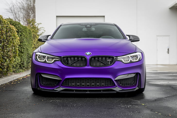 purple BMW car, BMW M4, Vorsteiner, 5K, HD wallpaper