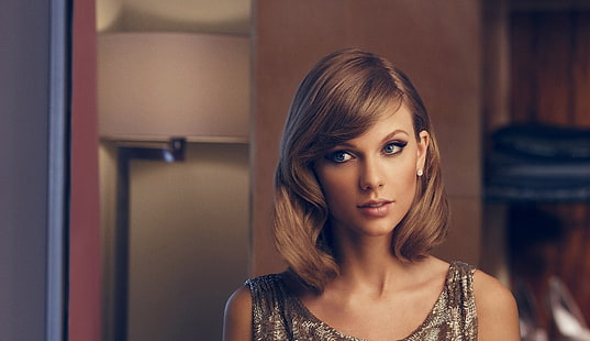 Taylor Swift, Taylor Swift, selebriti, wanita, pirang, mata biru, penyanyi, wanita glamor, rambut pendek, Wallpaper HD HD wallpaper